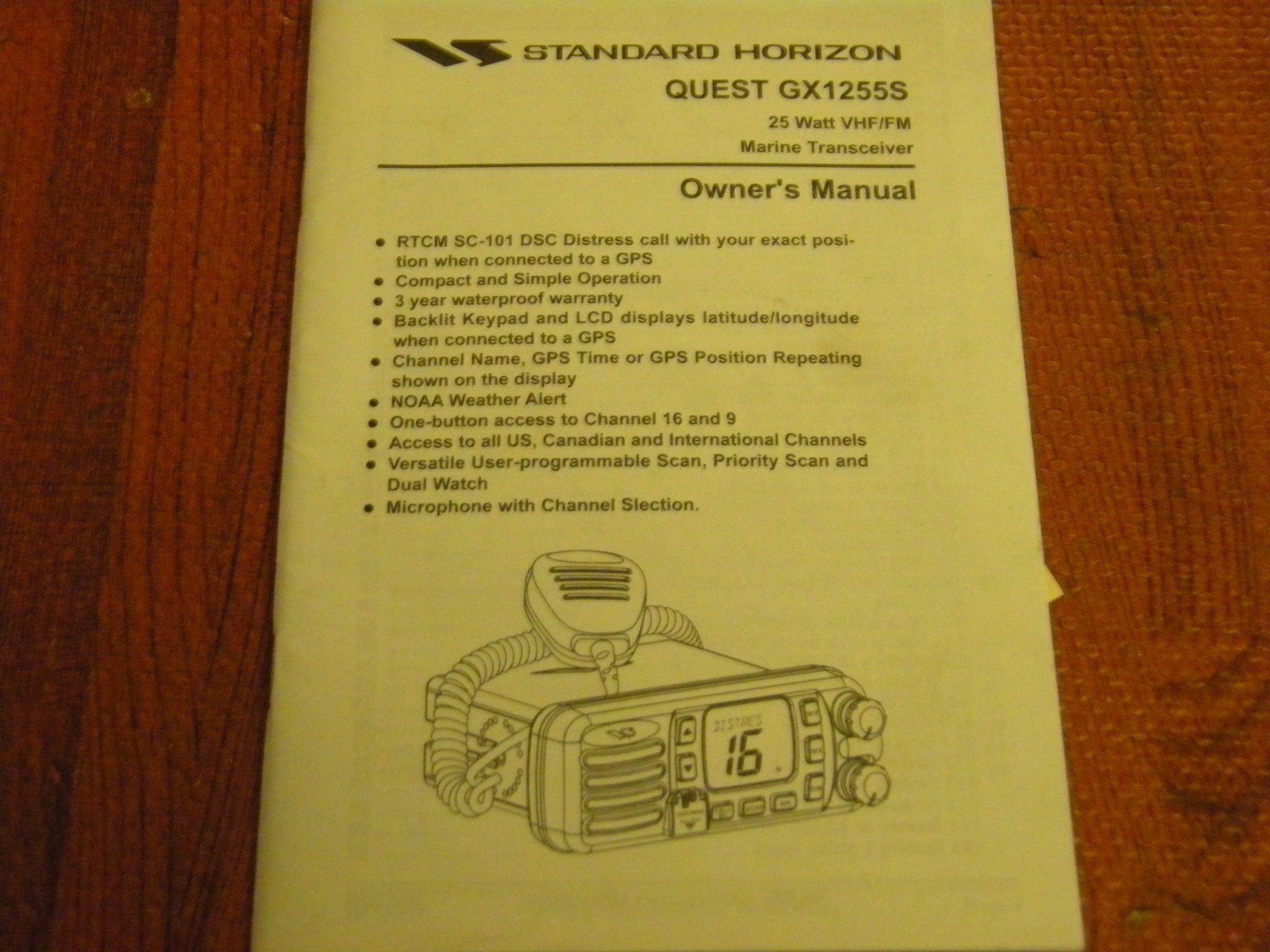 Standard Horizon Quest GX1255S Transceiver Owner's Manual Free Shipping ! Max Marine Electronics