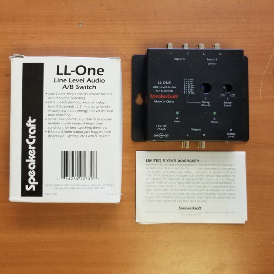SpeakerCraft LL-One Line Level Audio A/B Switch CTL02001 - NEW