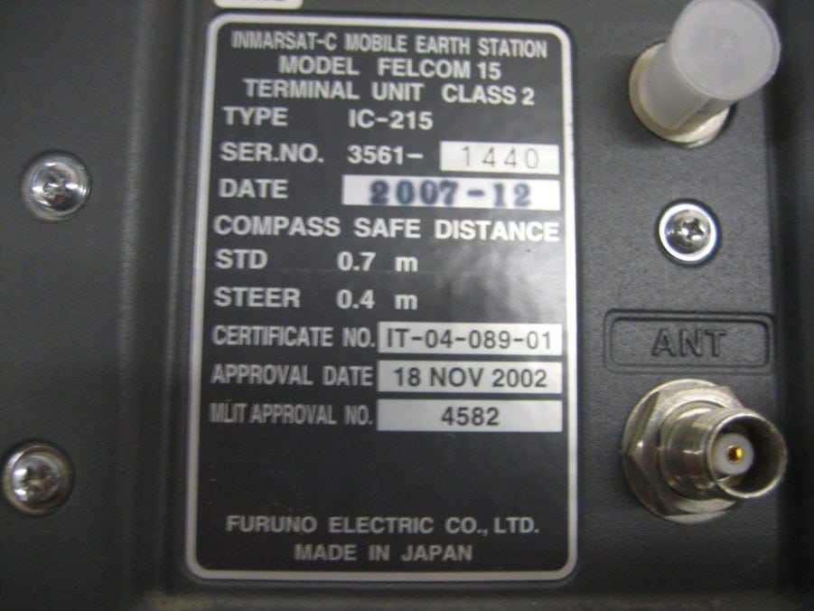 Furuno IC-215 Terminal Unit Inmarsat-C Mobile Earth Station Felcom 15 Class II - Image 10