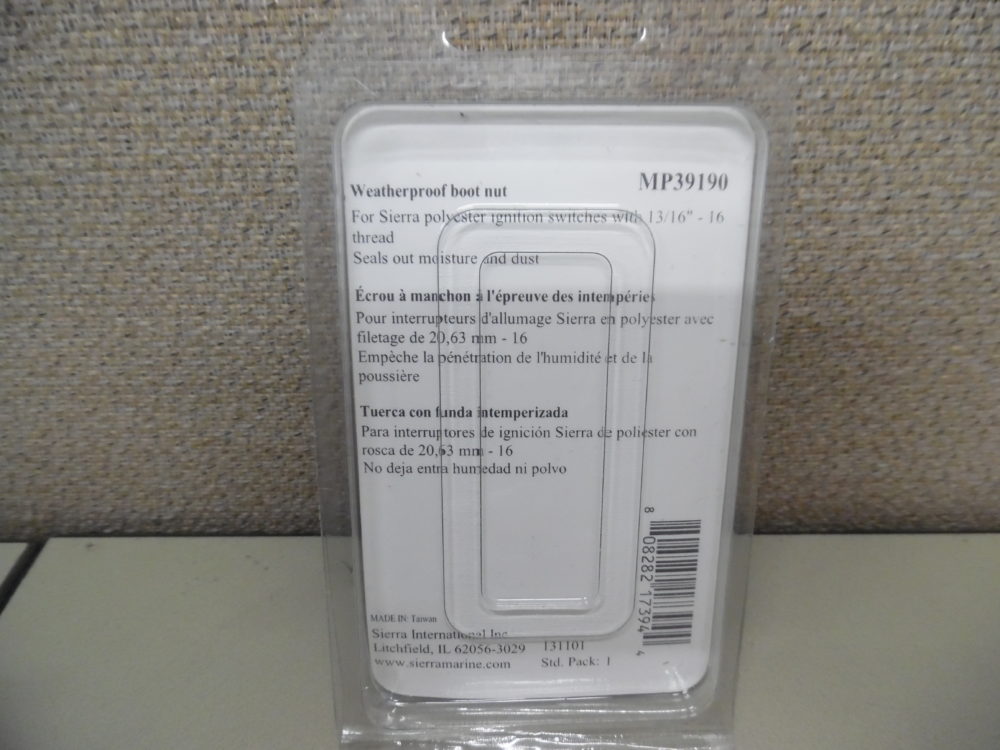 Sierra Marine MP39190 WEATHERPROOF BOOT NUT FOR IGNITION KEY SWITCH