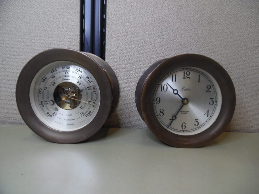 Antique Boston Shipstrike Quartz Clock and Barometer Set - Vintage