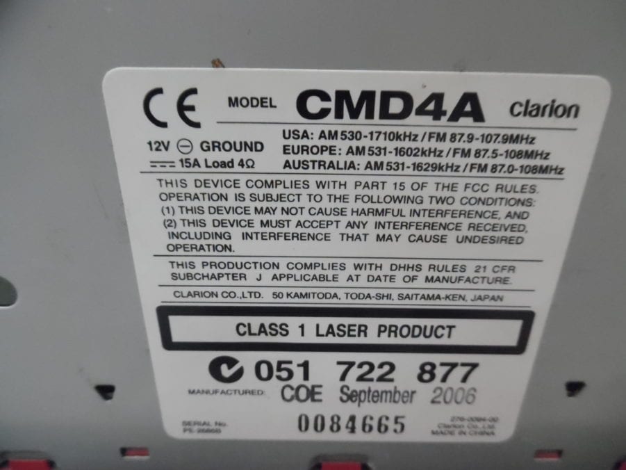 Clarion CMD4A Marine Stereo Head Unit w/ Wire Harness - Tested - Image 6