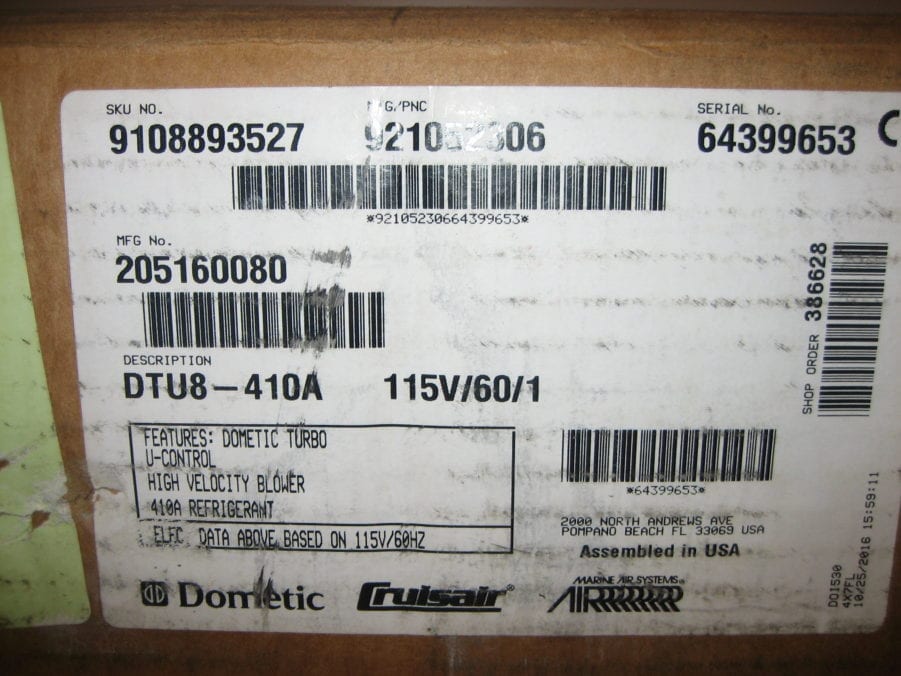 Dometic DTU8-410a 8000 BTU 115V 60Hz Self Contained Marine Air Conditioner AC - Image 9