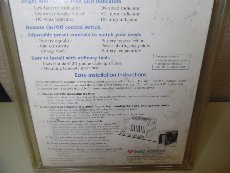 Xantrex Heart Remote Panel, Batt Status & Freedom Inverter/Charger STATUS - Image 9
