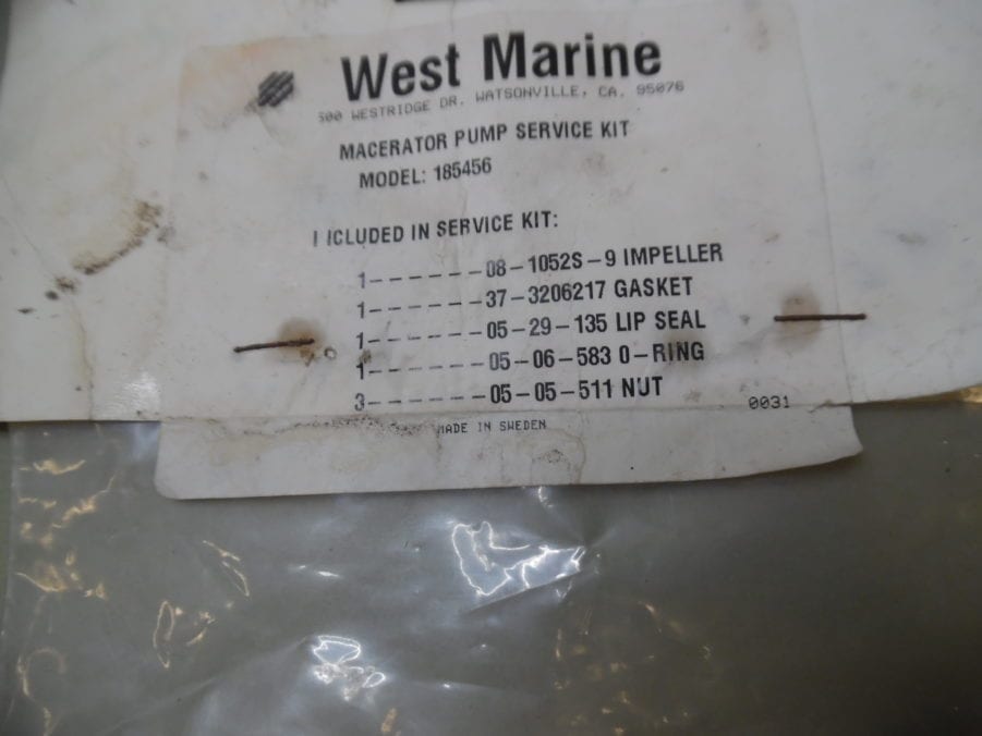 West Marine 185456 Macerator Pump Service Kit for Johnson Pumps TA3P10-19 = 0945595 - Image 2