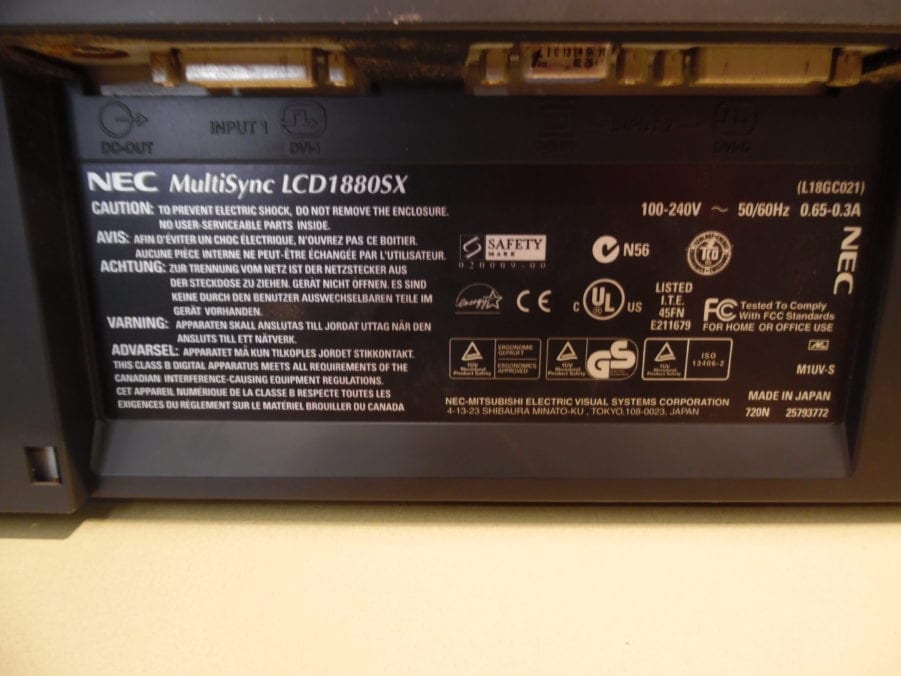 NEC 18" LCD Monitor - MultiSync LCD1880SX-BK - 115/230VAC - Tested - Image 6