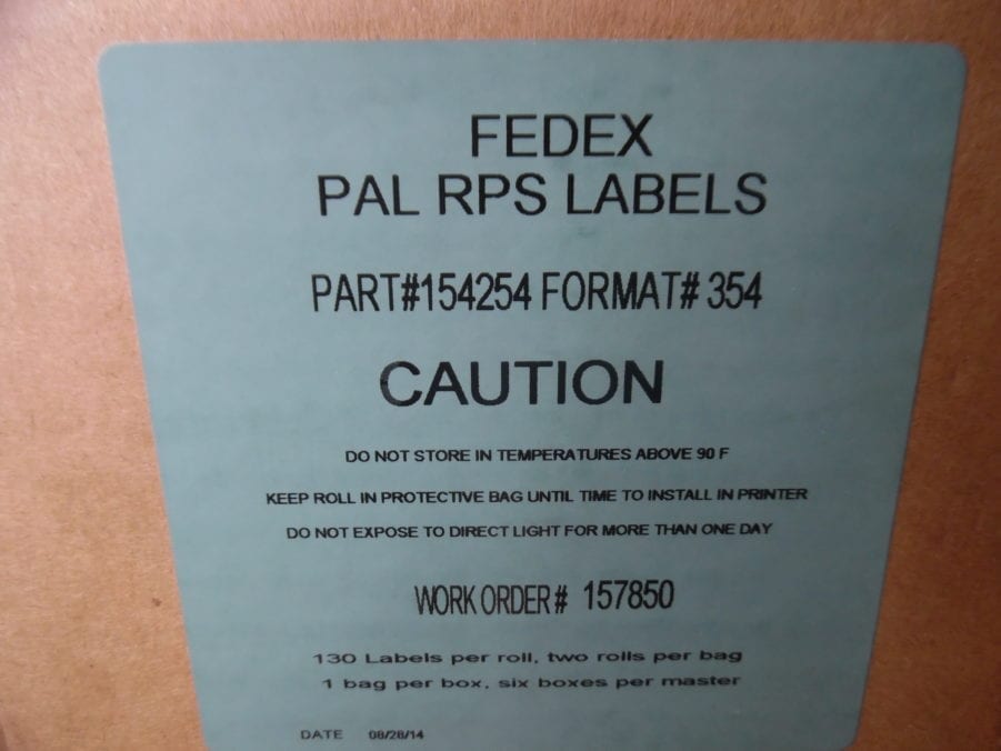 FedEx PAL RPS Labels Part# 154254 Format #354 - **12 ROLLS TOTAL** - Image 3