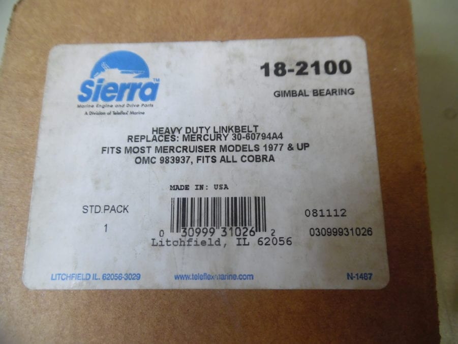 Sierra 18-2100 Heavy Duty Gimbal Bearing Link-Belt f/ Mercruiser OMC Cobra - Image 2