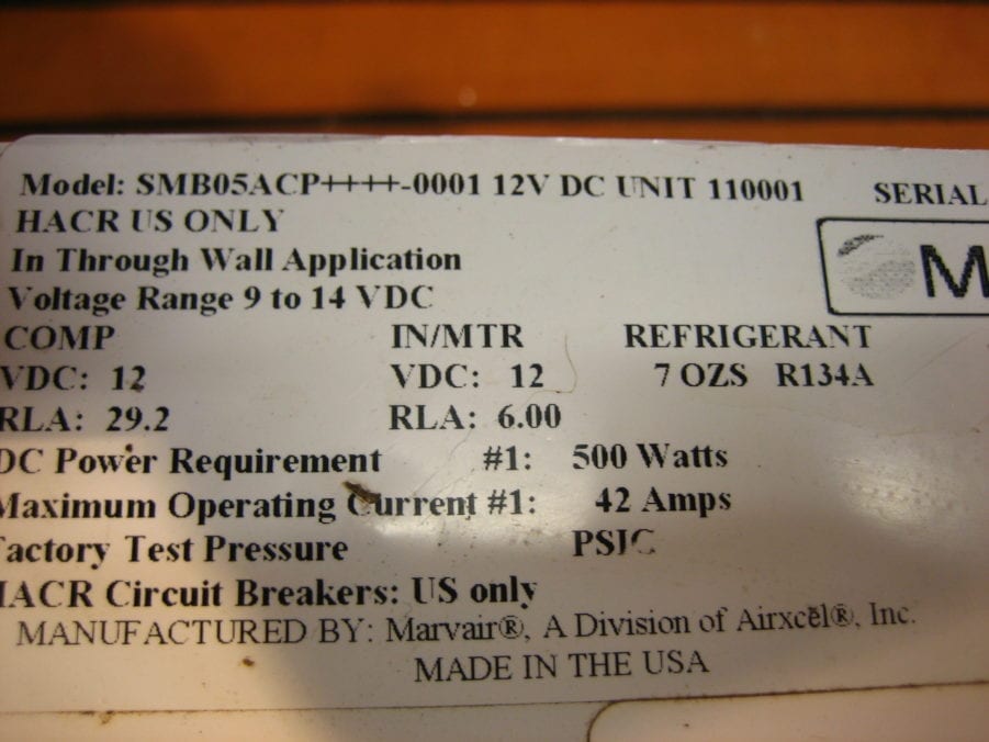 Marvair SMB05ACP 5000 BTU 12V DC Self Contained Marine Air Conditioner AC - Image 9