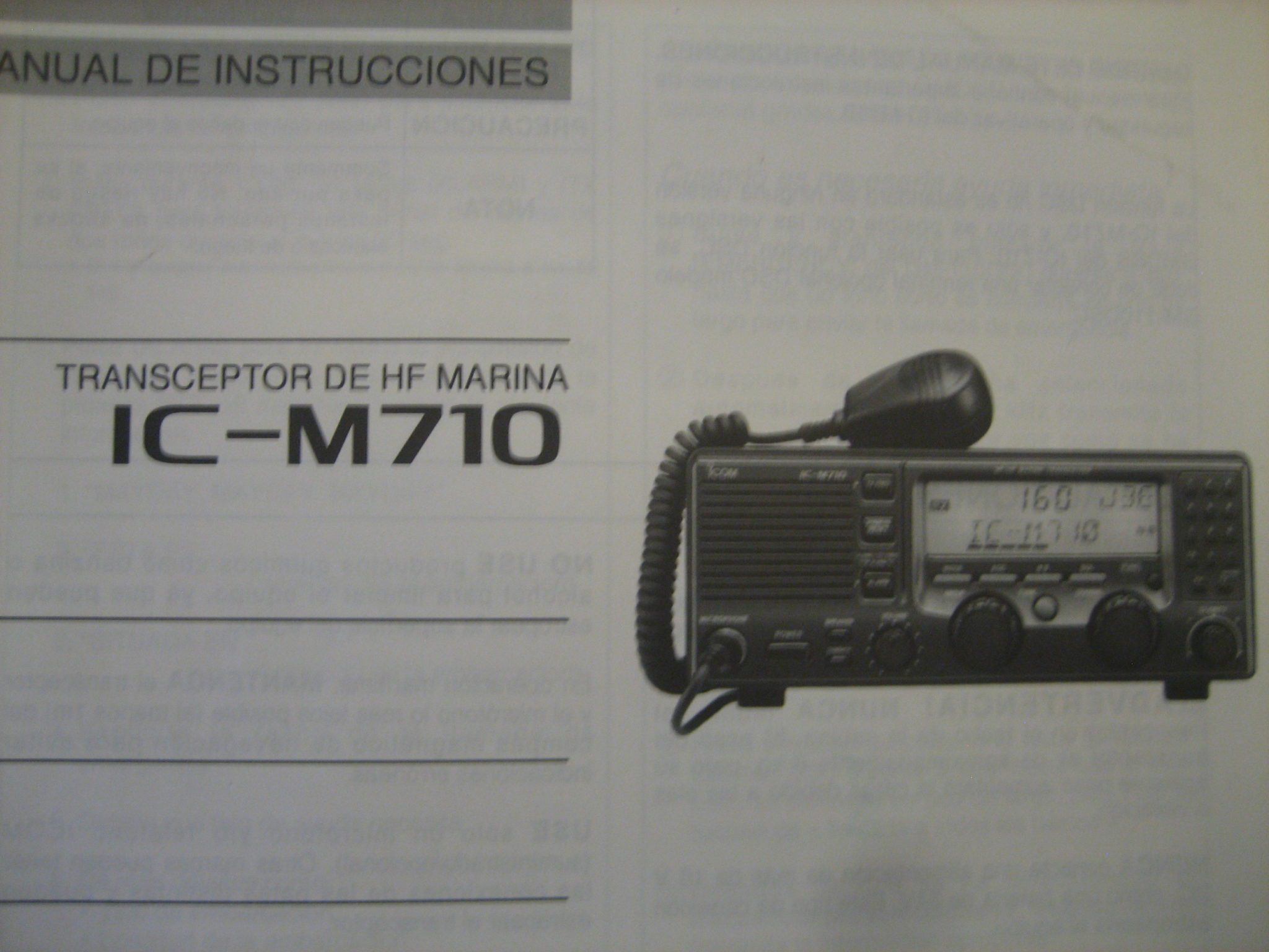 ICM710 Transceptor De HF Marina Manual De Instrucciones Max