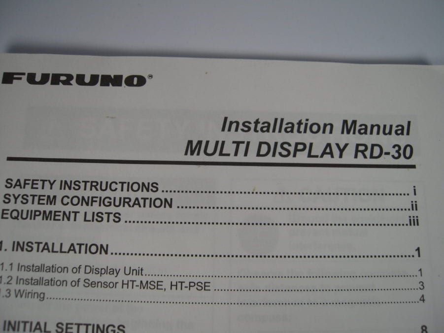 Furuno Multi Display RD-30  Operator's Manual - Free Shipping - Image 3