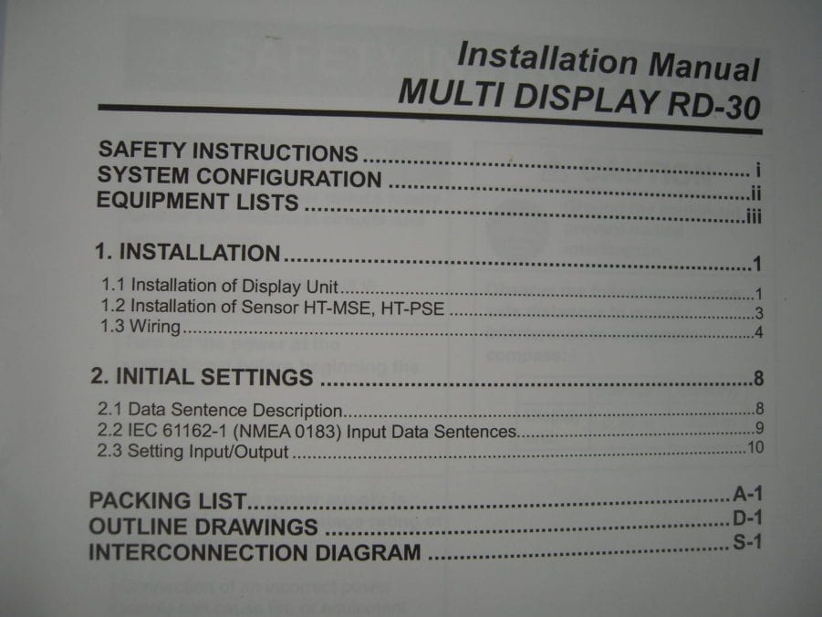 Furuno Multi Display RD-30  Operator's Manual - Free Shipping - Image 6