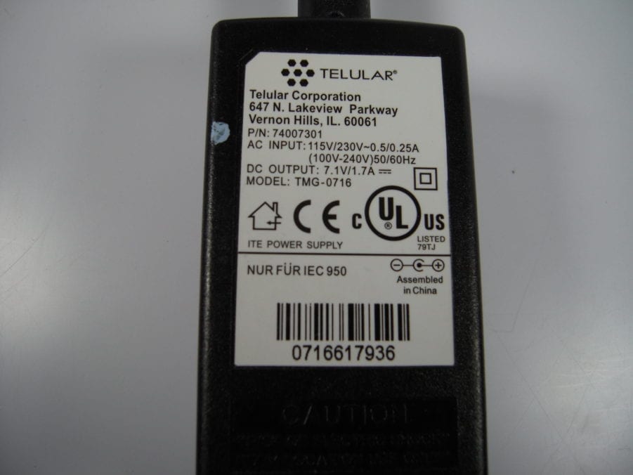 Telular AC Adapter 115V/230V DC 7.1V/1.7A ITE Power Supply - Free Shipping