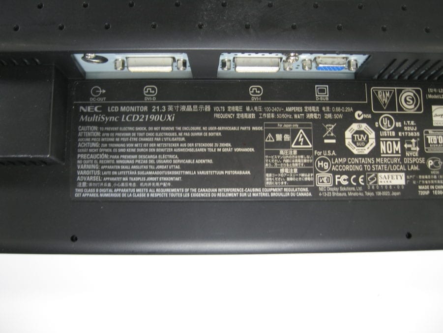 NEC 21.3" LCD Monitor - MultiSync LCD2190UXi-BK - Image 8