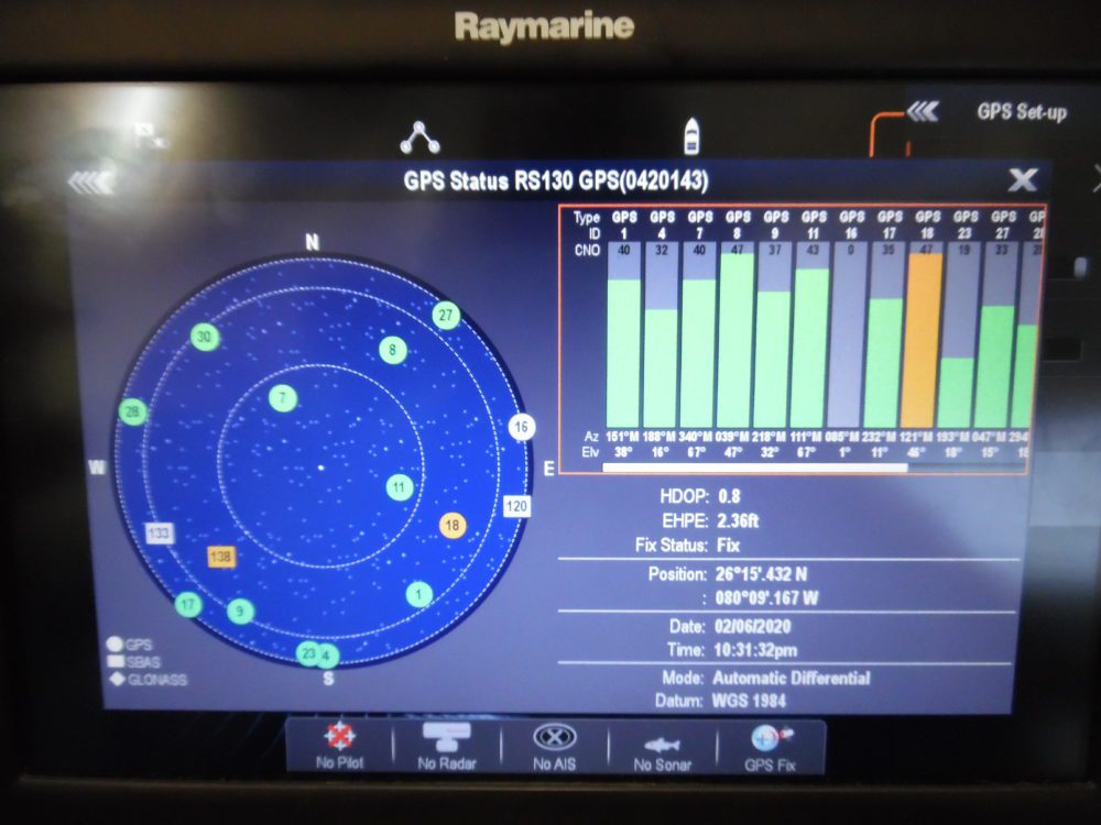 Raymarine Raystar 130 E32153 GPS Antenna W/ Base + 6M Cable Good