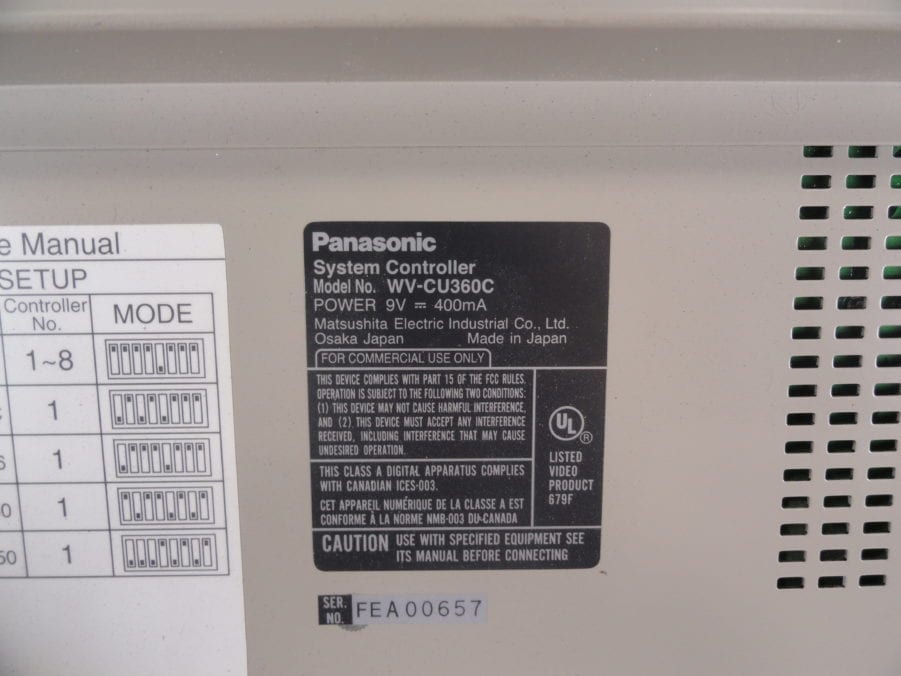 Panasonic WV-CU360C System Controller - Free US Shipping - Image 8