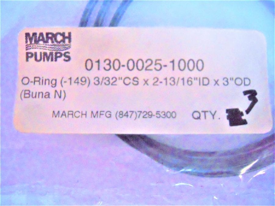 March 0130-0025-1000 Rear Bracket O-ring *FOR MARCH LC-3CP-MD PUMP*QTY 3* - Image 2