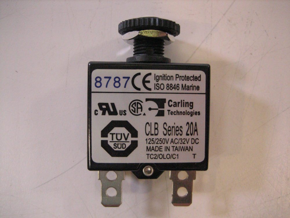Blue Sea Systems 7057 CLB Series 20A Push Button Breaker Quick Connect Blue Sea Systems 7057 CLB Series 20A Push Button Breaker Quick Connect