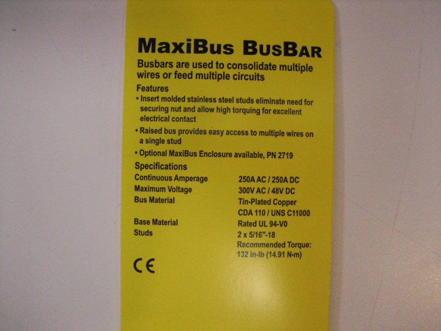 Blue Sea Maxibus 2127 Tin Plated Bus Bar 4 way 5/16"-18 Studs Marine Grade 250A - Image 3