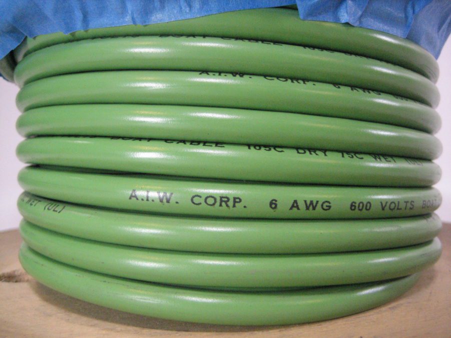 6 AWG Tinned Copper Marine Battery cable Boat Wire 100ft. Green Free