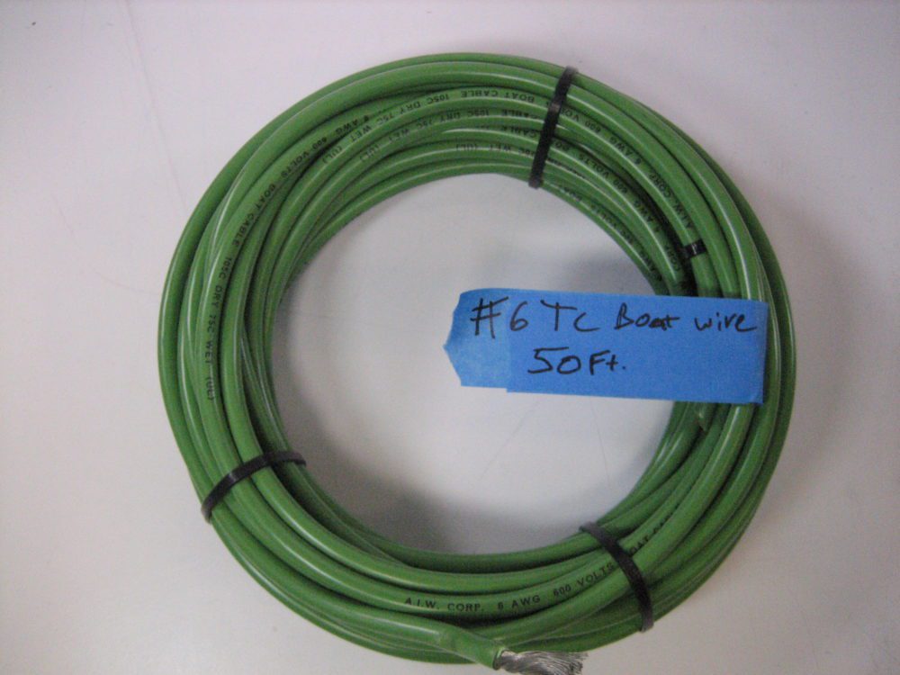 6 AWG Tinned Copper Marine Battery cable Boat Wire 50ft. Green Free