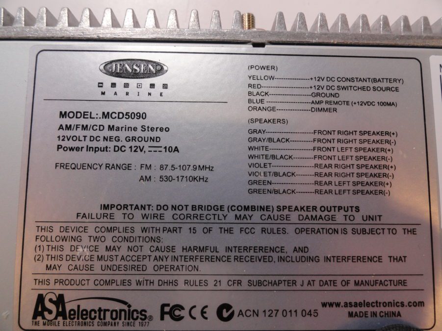 Jensen MCD5090 Marine Grade AM/FM/CD Stereo Head Unit - NEW - Image 8