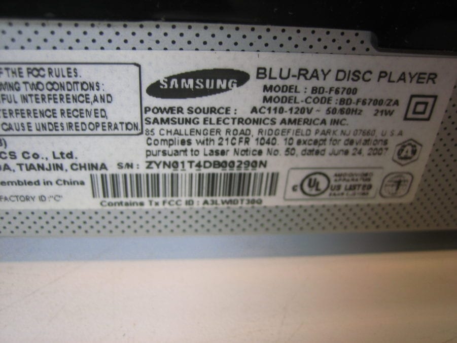 Samsung Blu-Ray 3D player BD-F6700 Used - No Remote - Image 7
