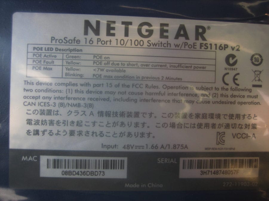Netgear - FS116P V2 -16-Port Fast Ethernet Switch W/PoE - New open Box - Image 8