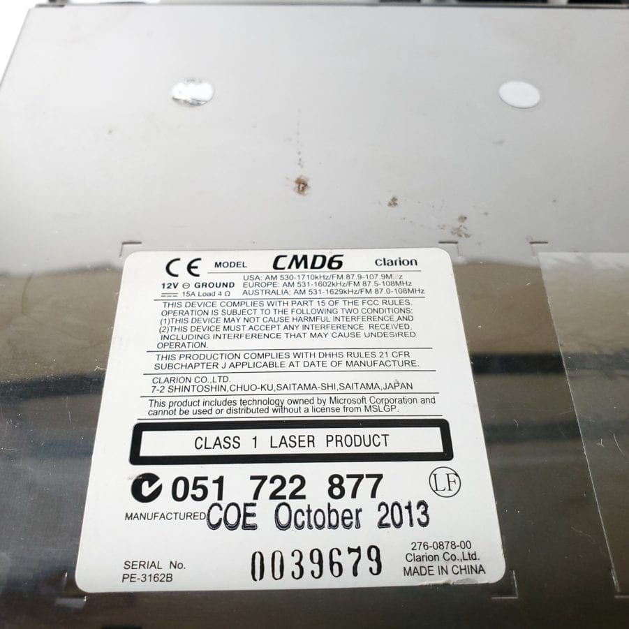 Clarion CMD6 Watertight Marine CD/AM/FM/XM Radio Stereo System - FOR PARTS ONLY - Image 5