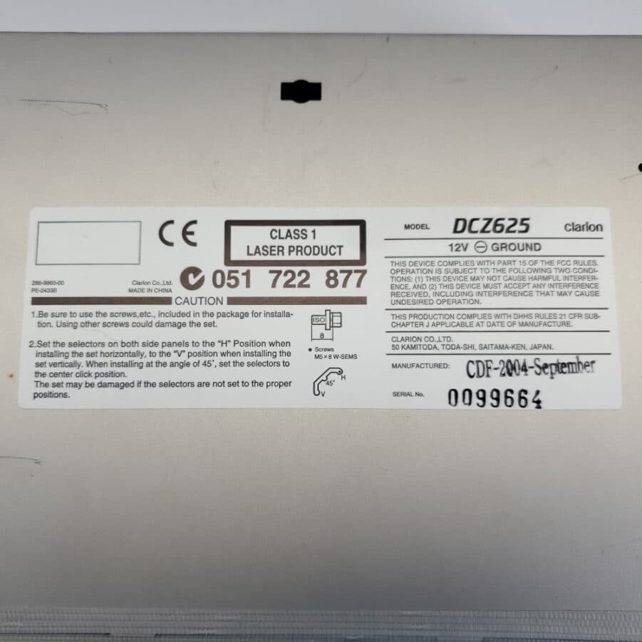 Clarion DCZ625 - 6 Disc CD Changer w/ CeNet Cable and 2 CAA-397 Magazine - USED - Image 2