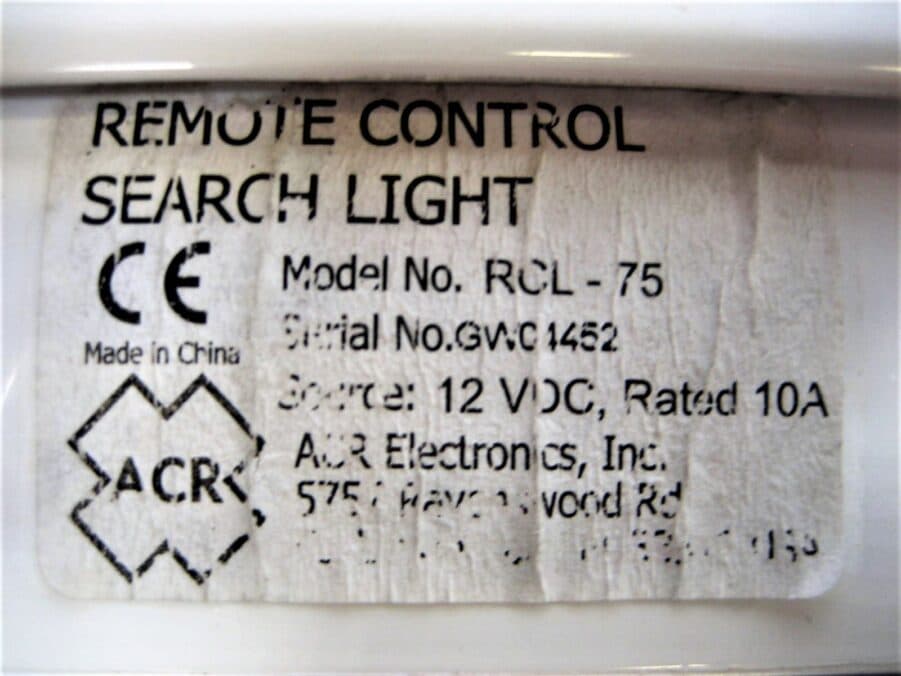 ACR RCL75 REMOTE CONTROL MARINE 12V SEARCHLIGHT (Parts Or Repair