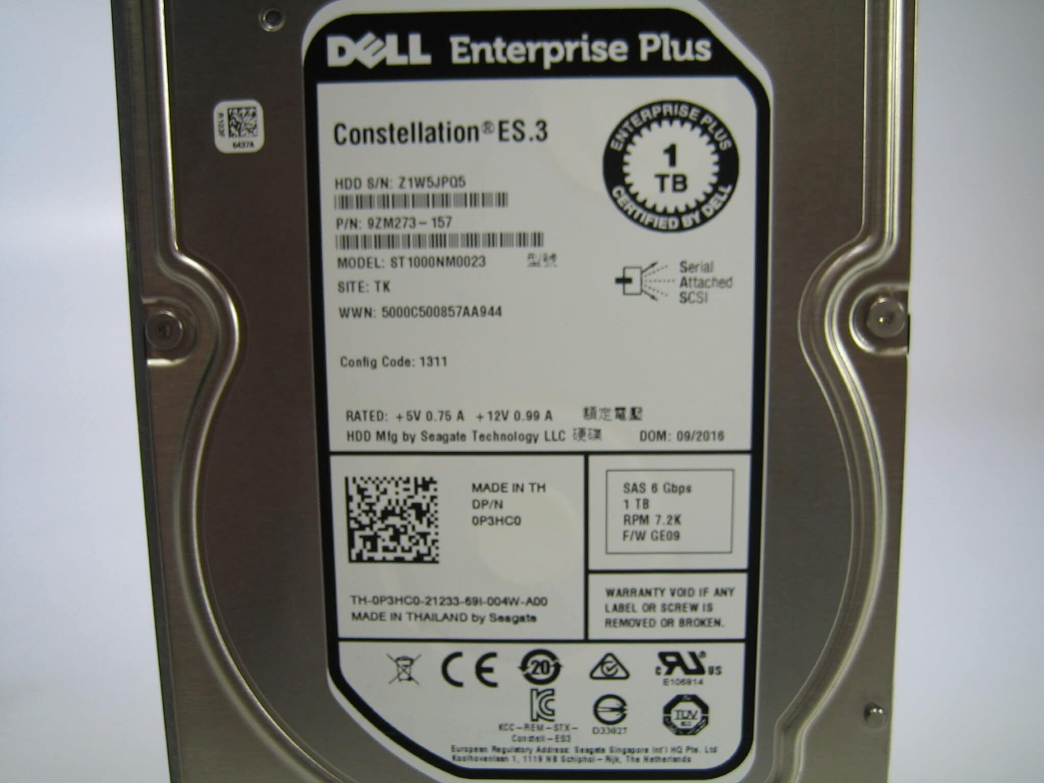 DELL CONSTELLATION ES.3 1TB 7.2K 6G 128MB 3.5" SAS Hard Drive W/Caddy ...