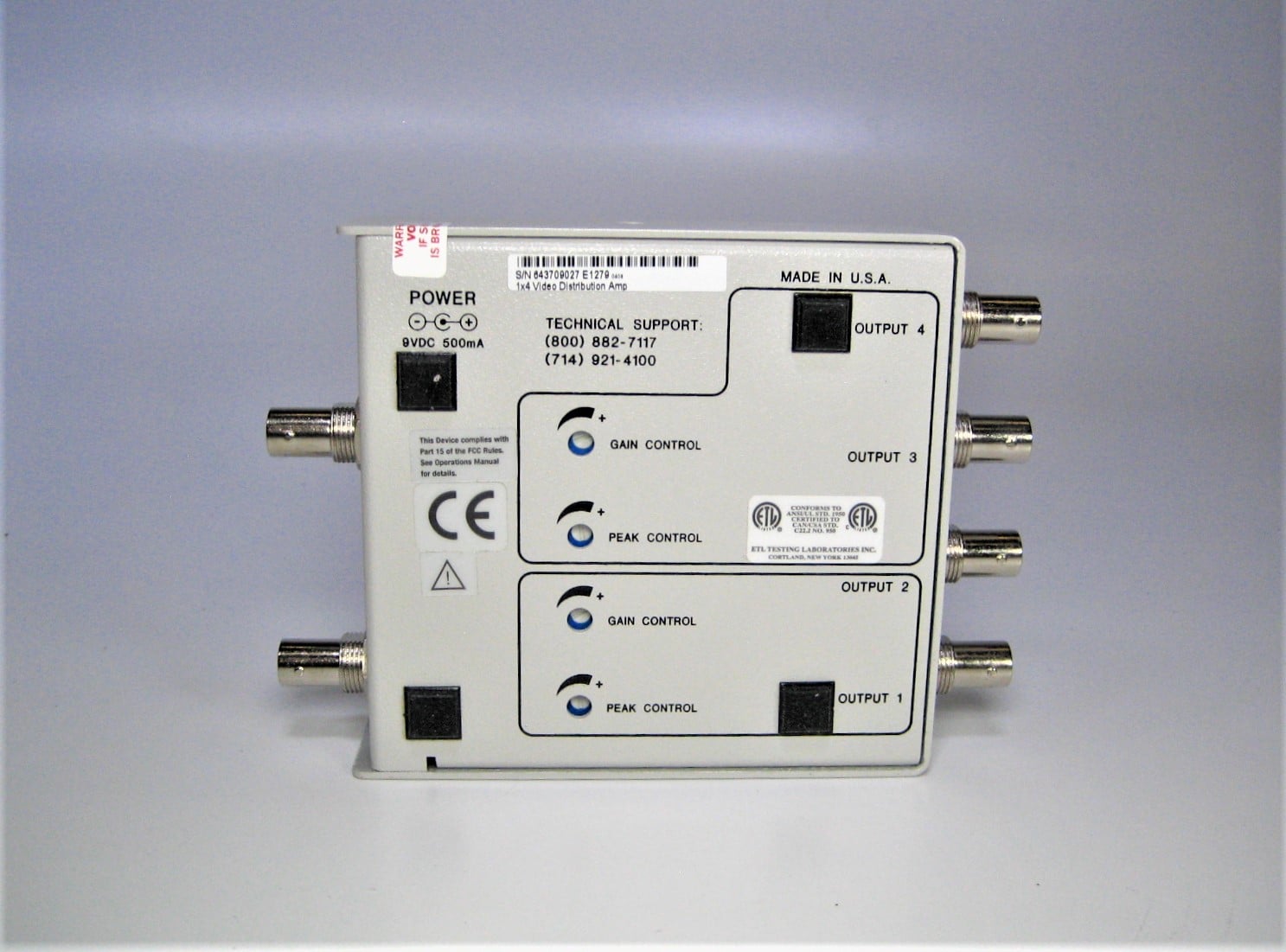 Extron IN3214 1-Input 4-Output Video Distribution Amplifier w/ Power ...