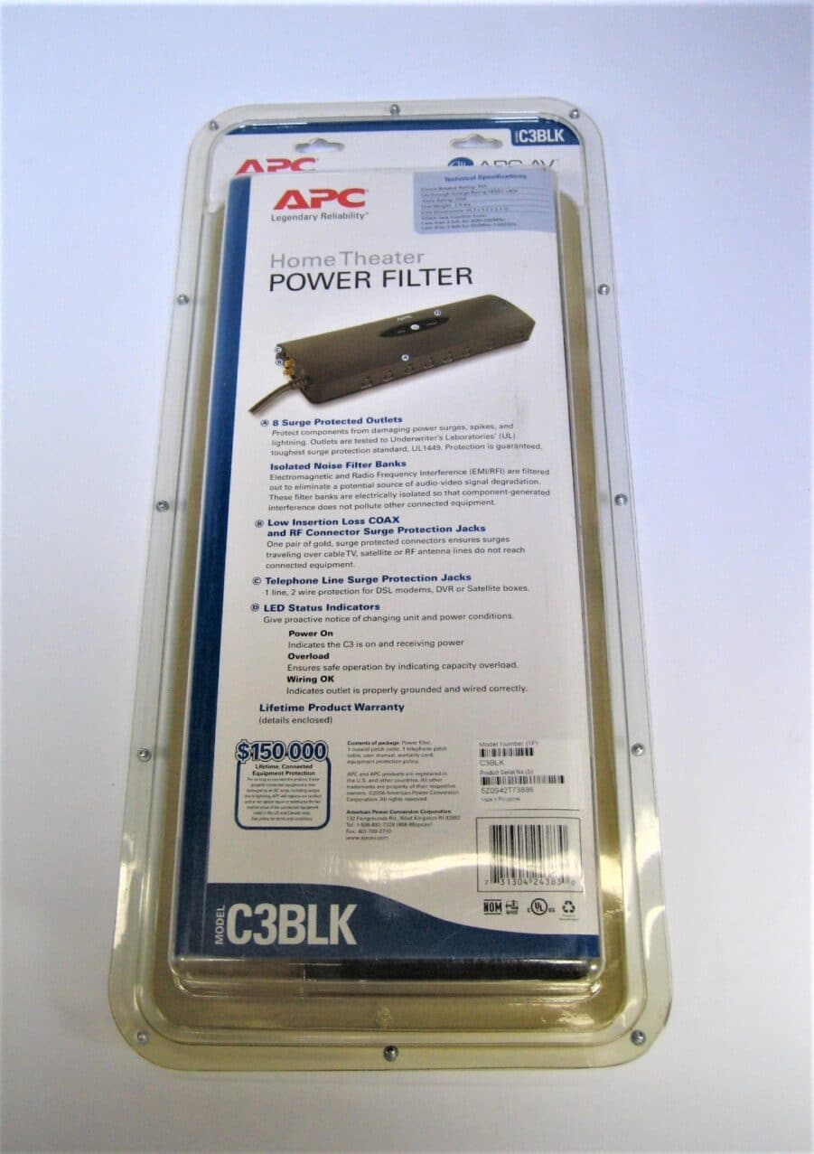 APC C3BLK AV Home Theater Equipment C-Type Noise Filtering Surge Protector - NEW - Image 4