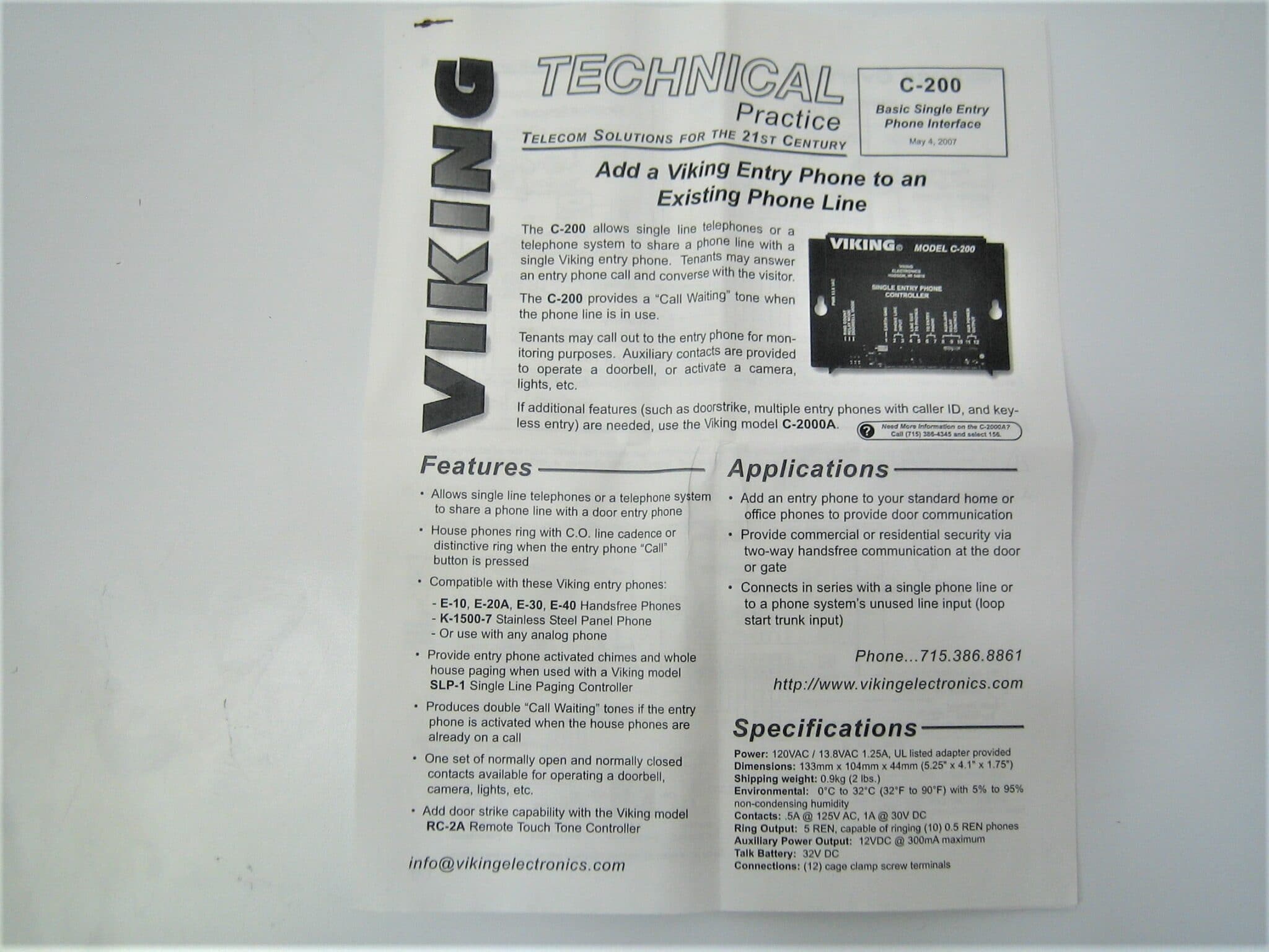 thumbnail image 2 of Viking RC-3 3 Relay Remote Touch Tone Controller 2 of 9