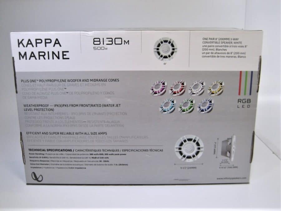 Infinity KAPPA 8130MAM 8" Marine Speaker RBG LED Titanium**NEW OLD STOCK** - Image 5