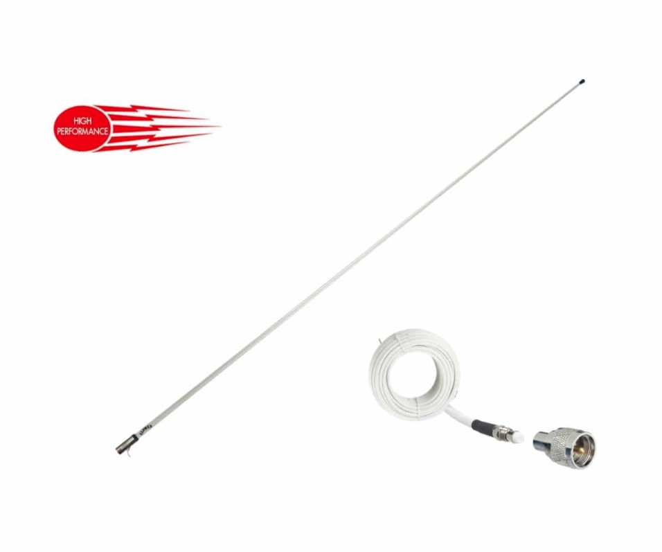 Glomex RA1225HP Marine VHF Antenna Heavy Duty with Stainless Base 6dB