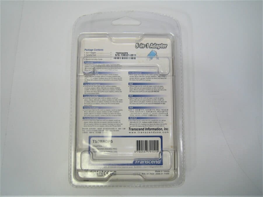 TRANSCEND TRA-TS0MADP5 5-IN-1 ADAPTER Converts to PCMCIA card format - New - Image 2
