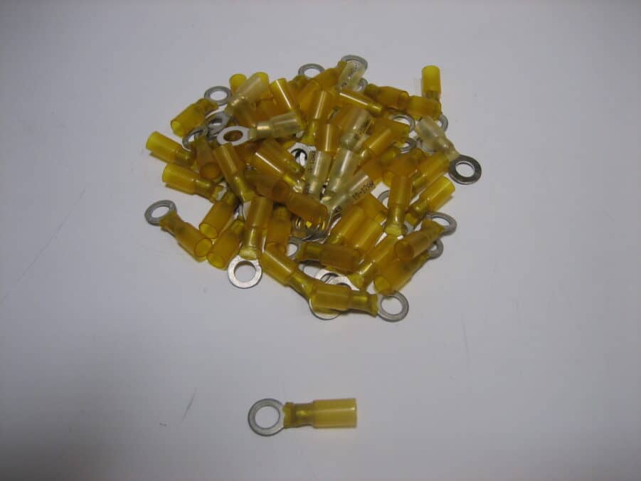 thumbnail image 2 of MVP #10 Stud Ring Terminals – Yellow (10-12 AWG) – Made In USA With 3M Heat Shrink (25 Pack) 2 of 5