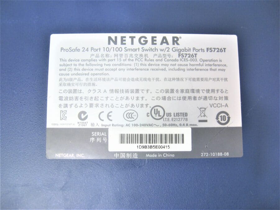 Netgear ProSafe 24 Port 10/100 Smart Switch w/2 Gigabit Ports FS726T - Image 9