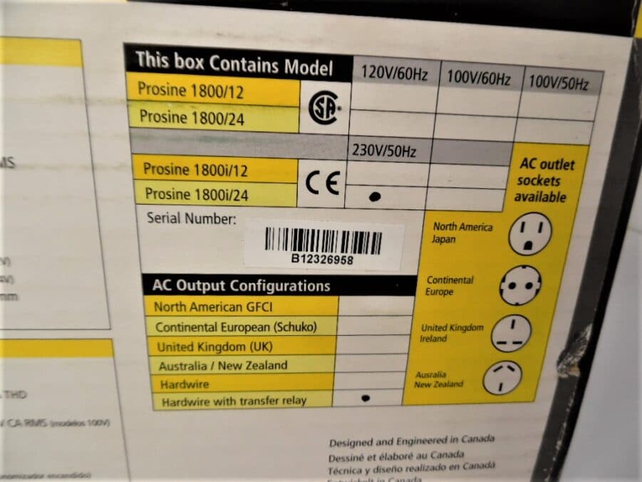XANTREX - NEW OLD STOCK - Sine Wave Inverter 1800 - Prosine 1800i/24 Inverter - Image 5