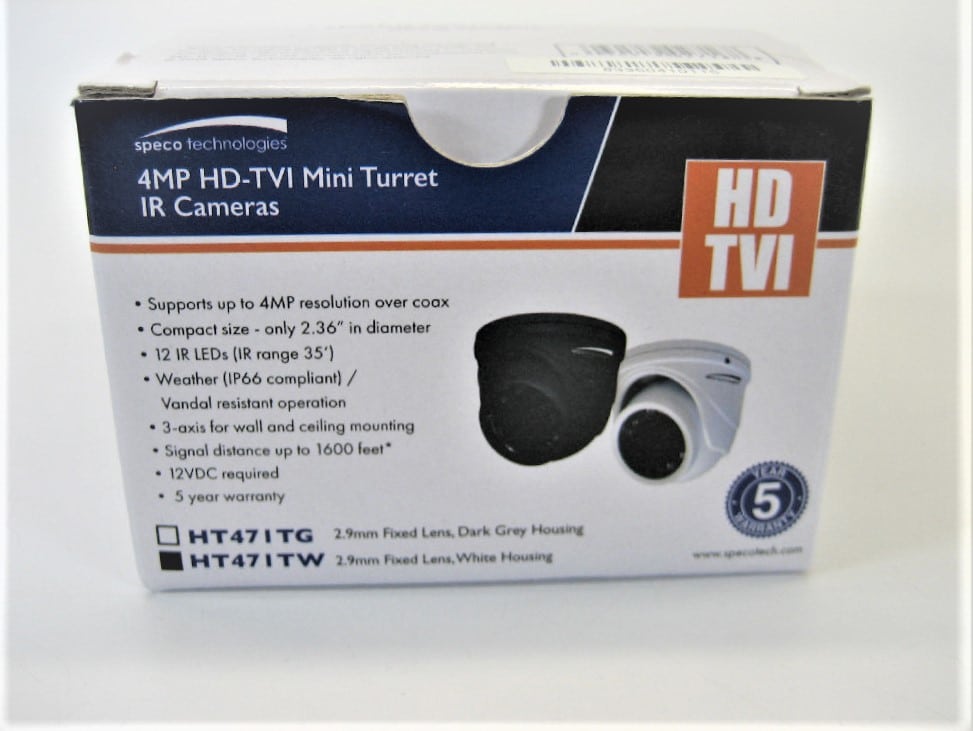 Speco 4MP HD-TVI Mini Turret Camera 2.9mm Lens - White Housing [HT471TW]