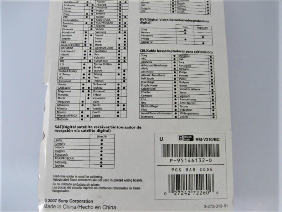 Sony RM-V210 Universal Remote Control - 4-in-1 Control -New Old Stock -Free Ship - Image 9