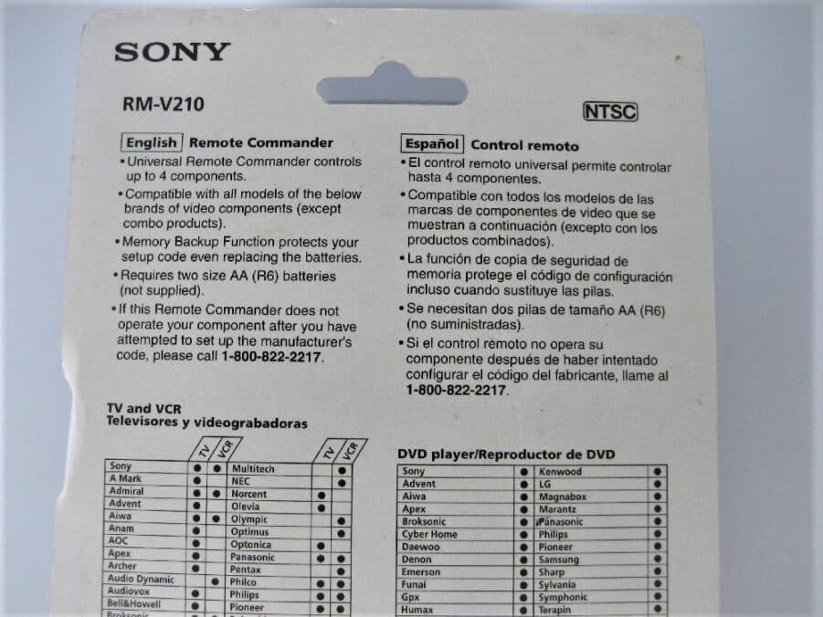 Sony RM-V210 Universal Remote Control - 4-in-1 Control -New Old Stock -Free Ship - Image 7
