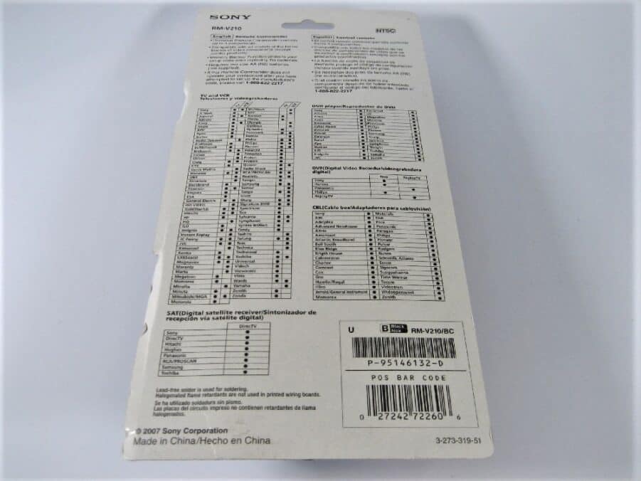 Sony RM-V210 Universal Remote Control - 4-in-1 Control -New Old Stock -Free Ship - Image 6