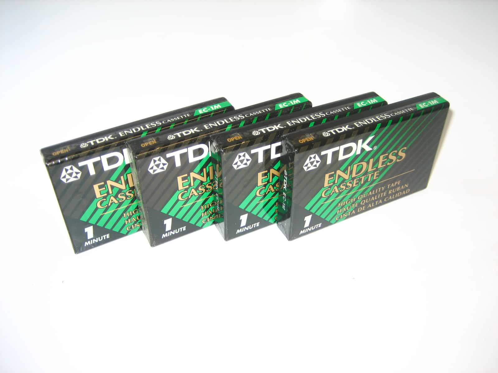 TDK ENDLESS CASSETTE EC-1M 1 MINUTE BLANK CASSETTE TAPE *SEALED*4 PACK ...