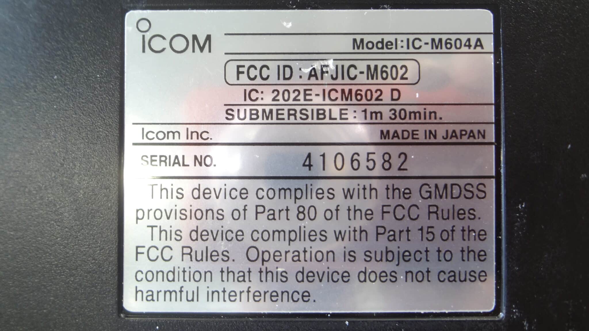 Icom IC-M604A VHF Submersible Fixed Mount Marine Radio Transceiver ...