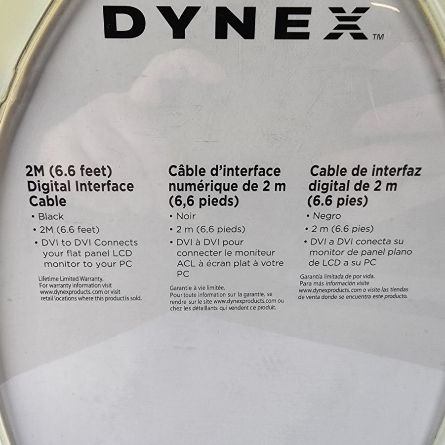 Dynex DX-DV12M - 2M (6.6ft) Digital Interface Cable DVI to DVI - New Old Stock - Image 8