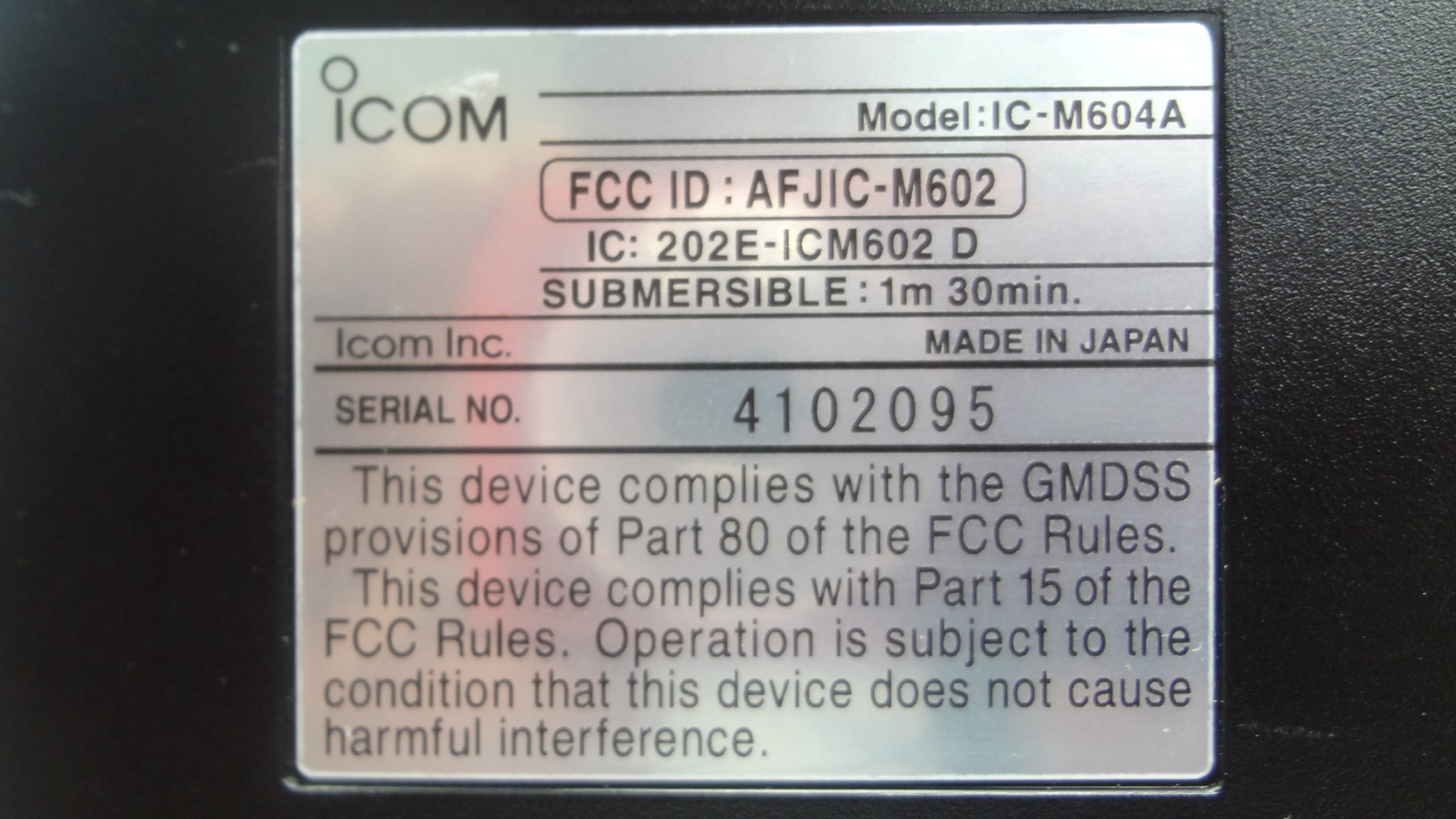 Icom IC-M604A VHF Submersible Fixed Mount Marine Radio Transceiver ...