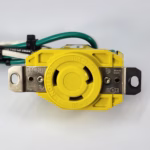 Leviton 30 Amp 125-Volt 3-Wire Locking Single Outlet - L5-30 - Yellow - w/ Wires - Image 3